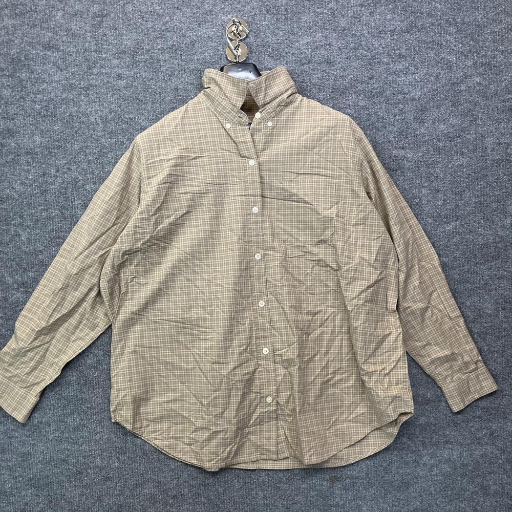 Venezia Jeans Co. Button-Down Shirt Women's Beige‎ Plaid Classic Formal - 14/16
